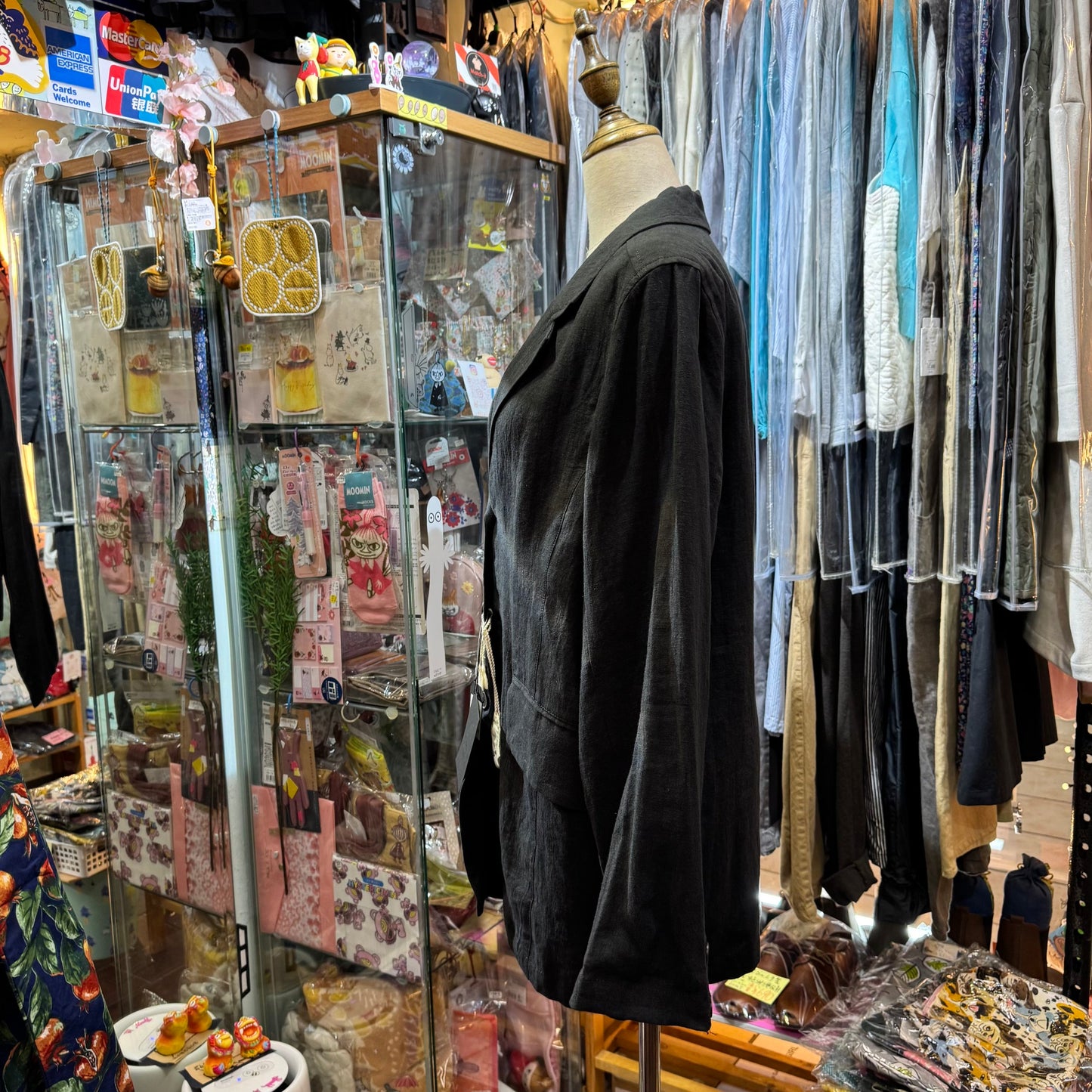 Soi-e Black Linen Suit Blazer Jacket, made in Japan