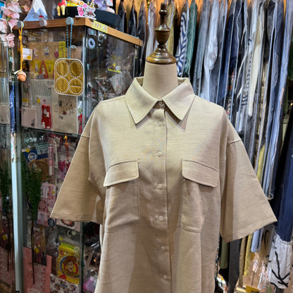 Sale- Midiumisolid Long Shirt, made in Japan