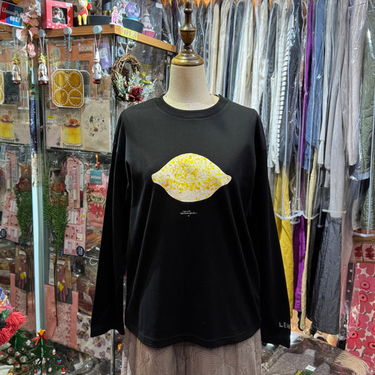 Sale- conges payes ADIEU TRISTESSE Lemon Black T-shirt, made in Japan