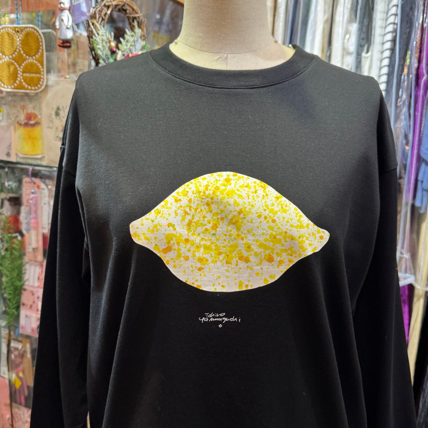 Sale- conges payes ADIEU TRISTESSE Lemon Black T-shirt, made in Japan