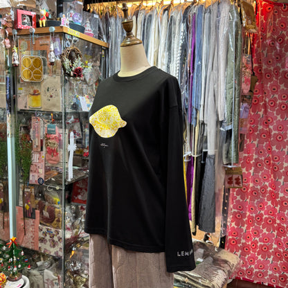 Sale- conges payes ADIEU TRISTESSE Lemon Black T-shirt, made in Japan