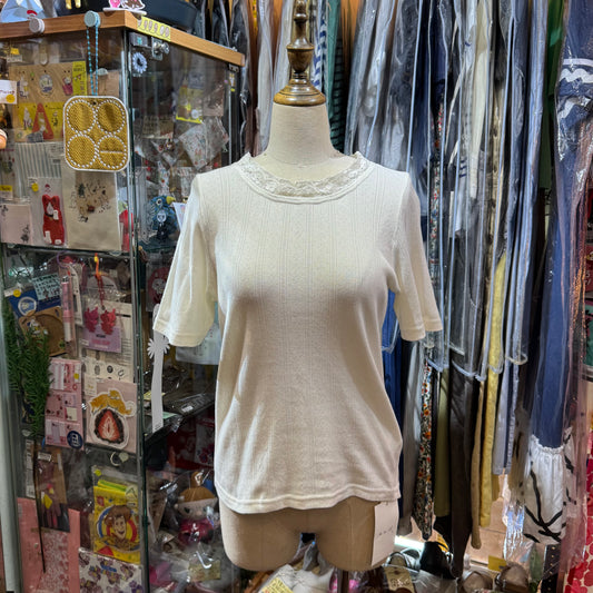 Bon Vieux Temps White Lace T-shirt, made in Japan
