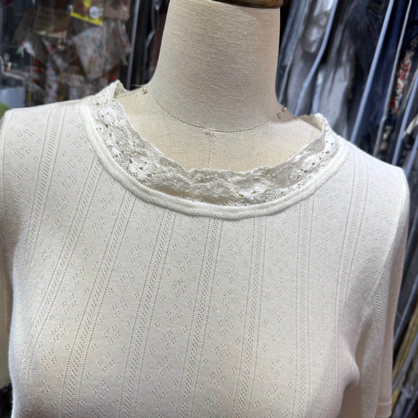 Bon Vieux Temps White Lace T-shirt, made in Japan