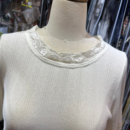 Bon Vieux Temps White Lace T-shirt, made in Japan
