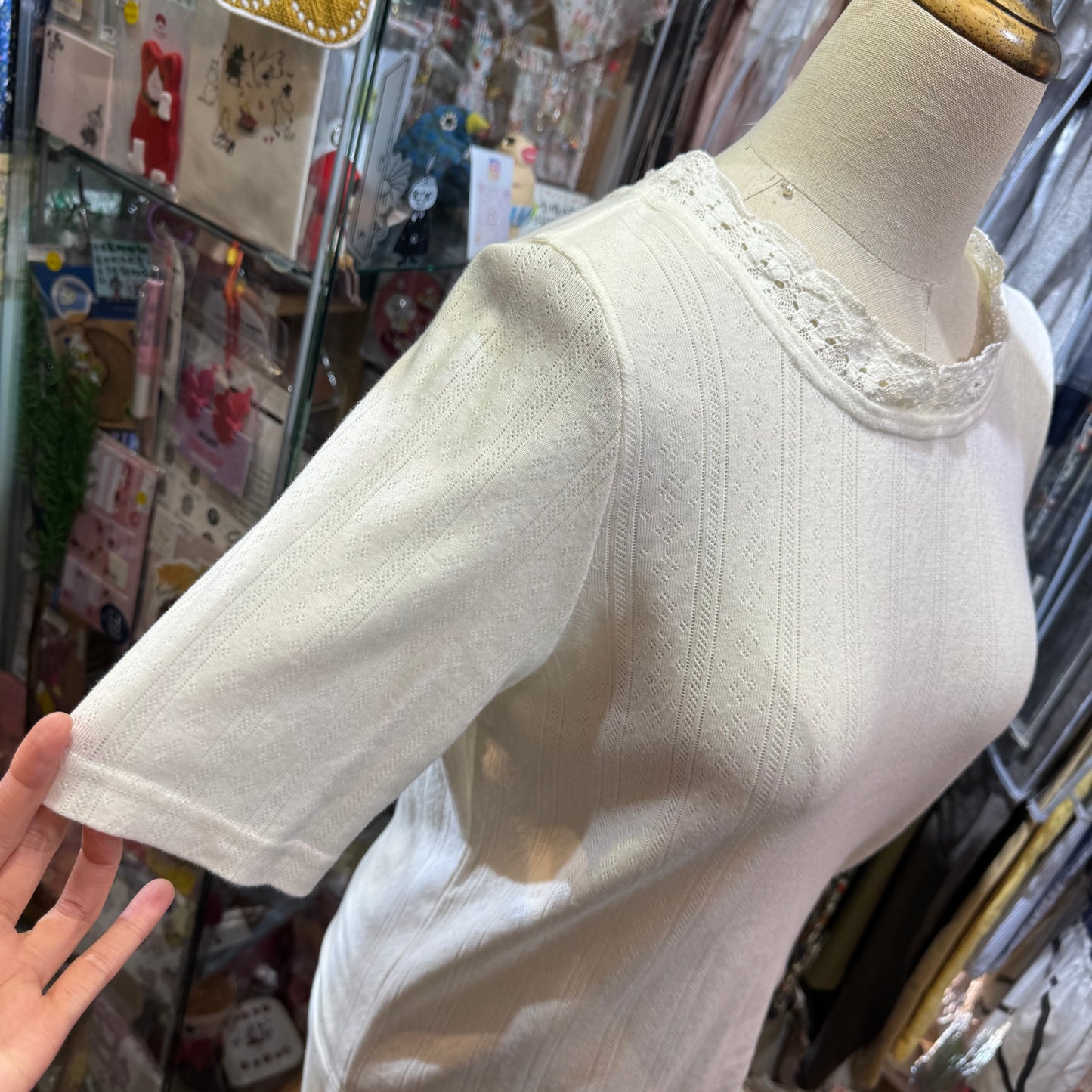 Bon Vieux Temps White Lace T-shirt, made in Japan