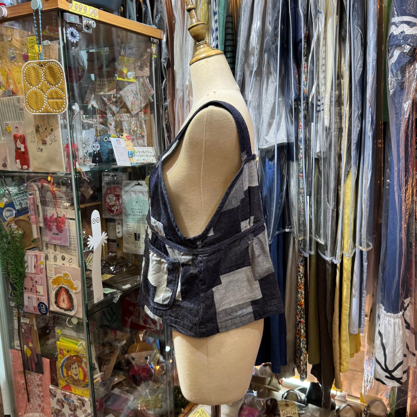 Estroislose Patchwork Denim Vest, Tank Top, made in Japan