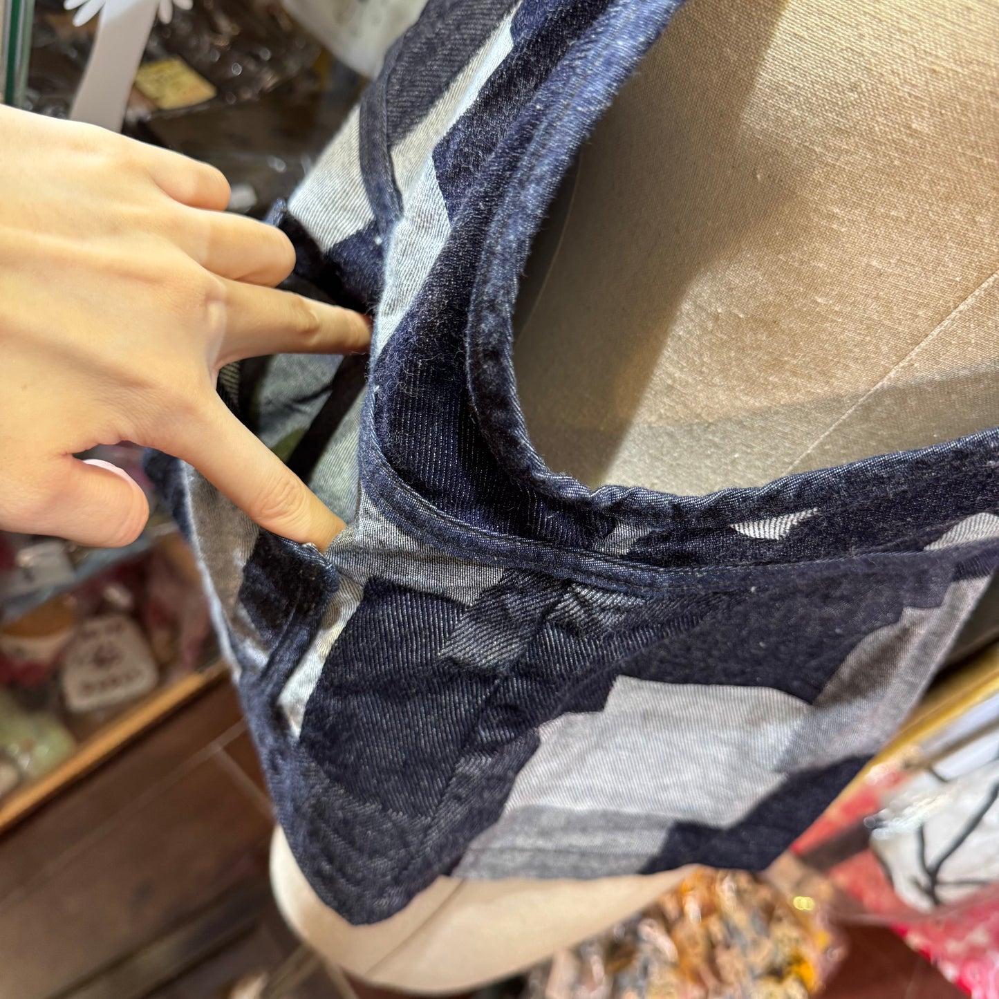 Estroislose Patchwork Denim Vest, Tank Top, made in Japan