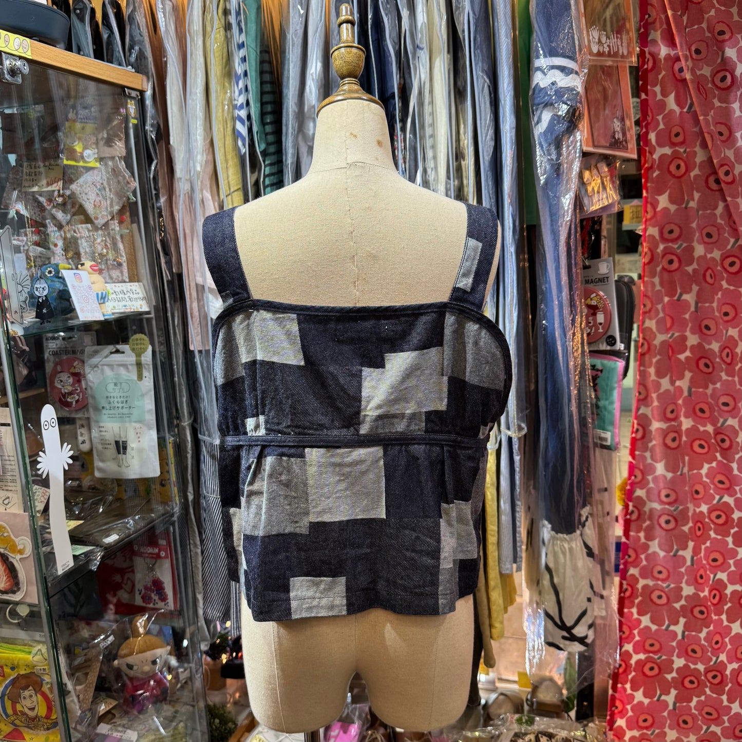 Estroislose Patchwork Denim Vest, Tank Top, made in Japan