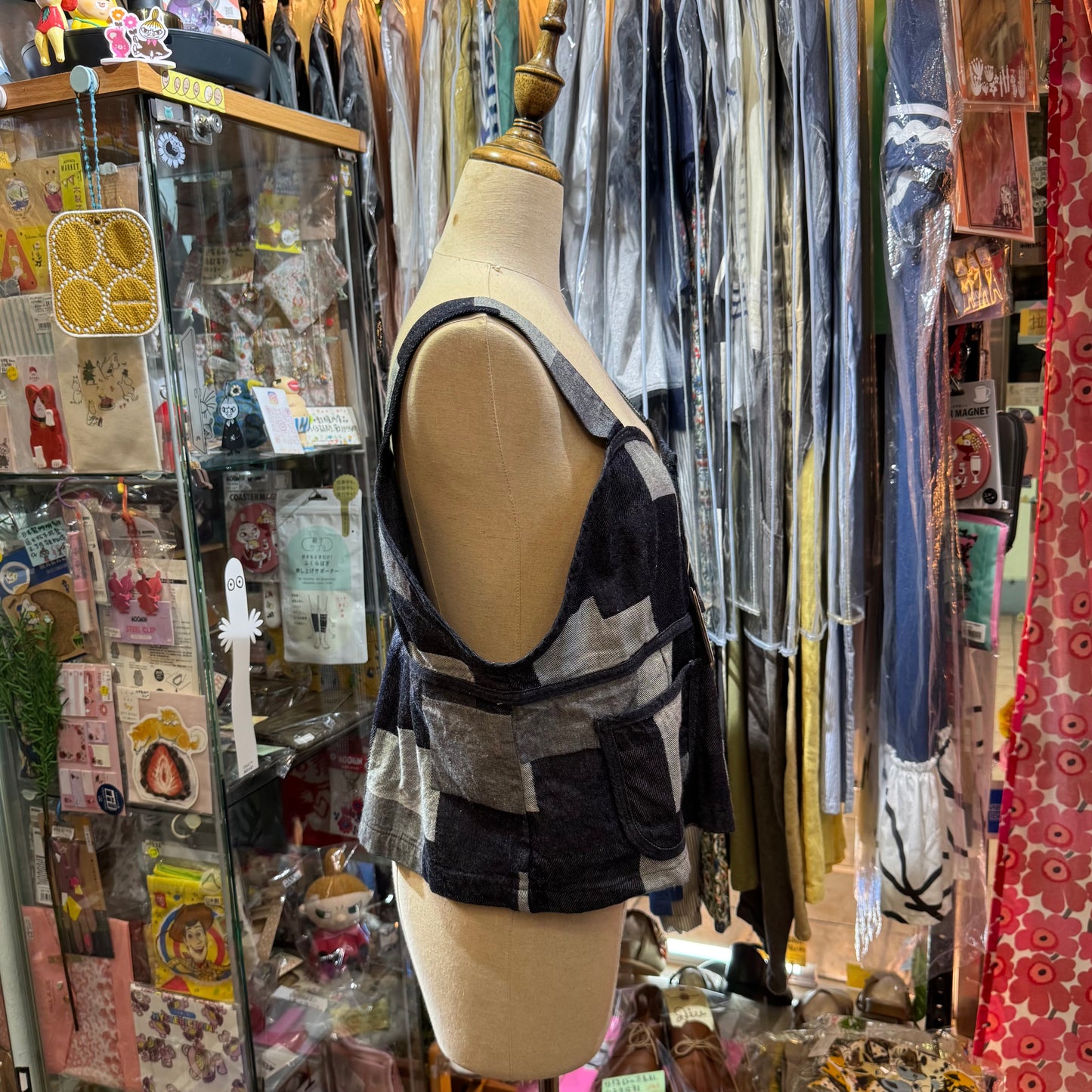 Estroislose Patchwork Denim Vest, Tank Top, made in Japan