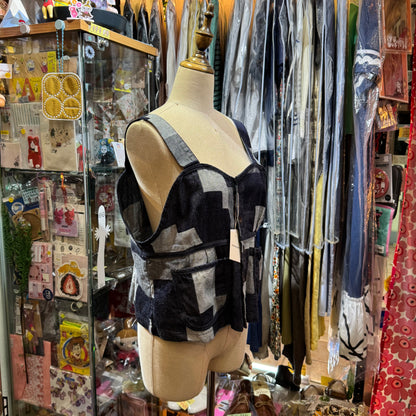 Estroislose Patchwork Denim Vest, Tank Top, made in Japan