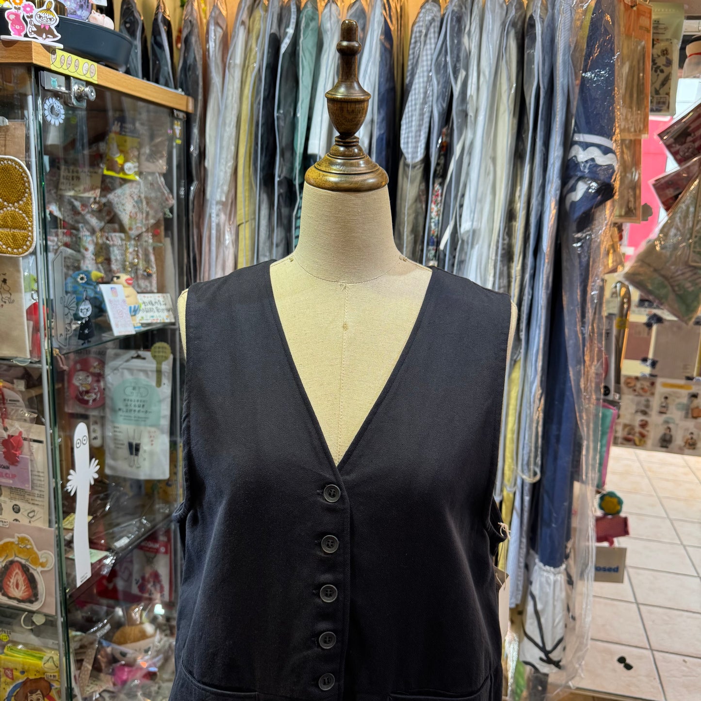Ina Black Vest Top, Vest, made in Japan