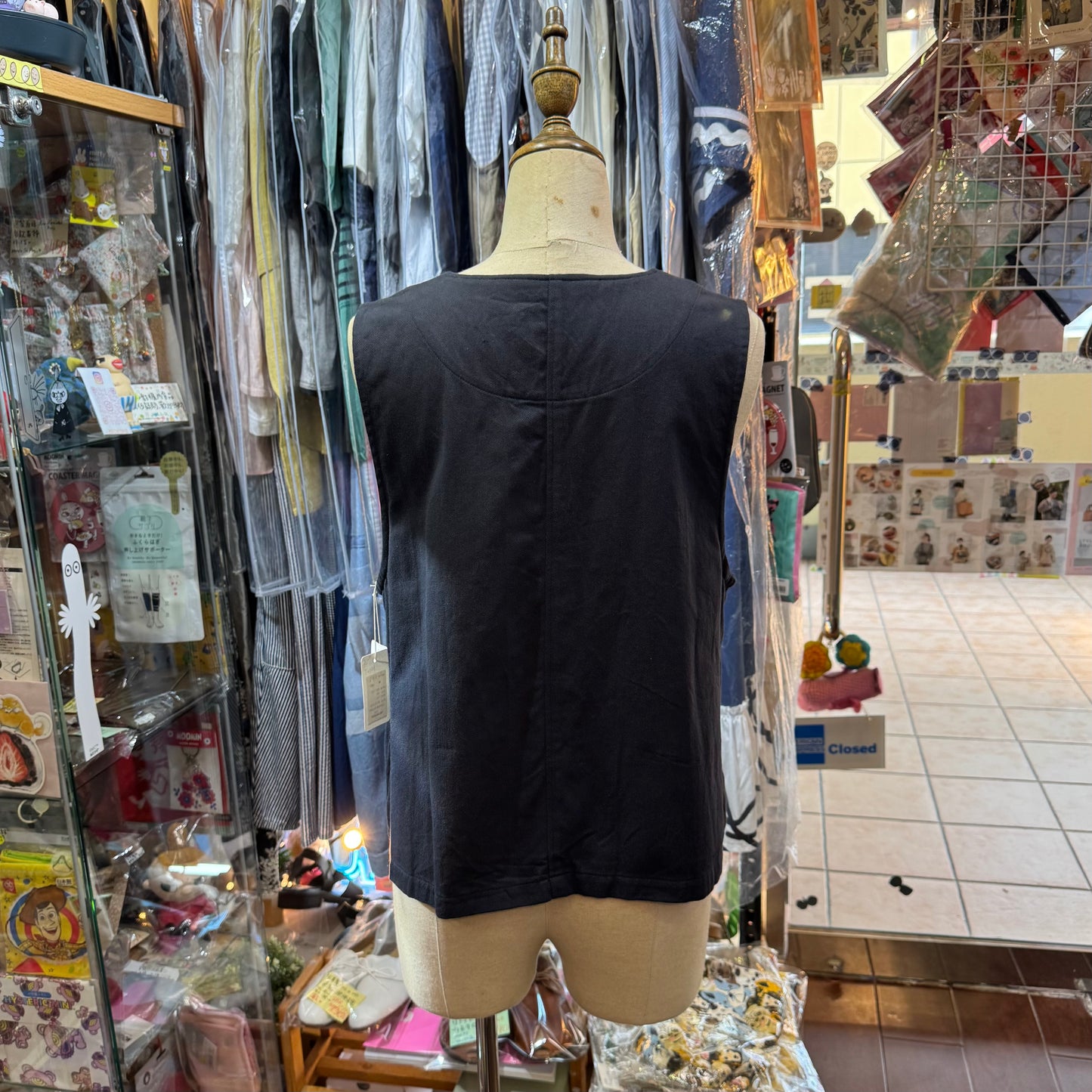 Ina Black Vest Top, Vest, made in Japan