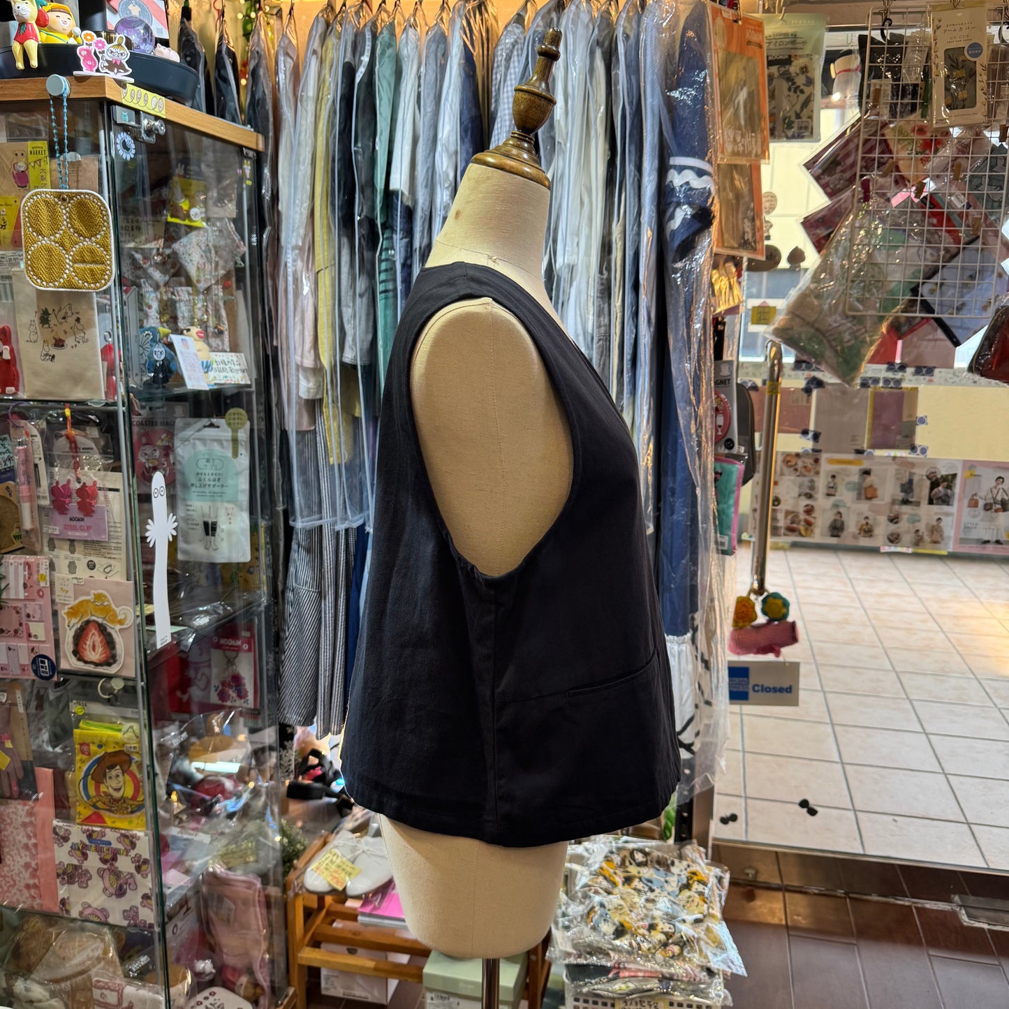 Ina Black Vest Top, Vest, made in Japan