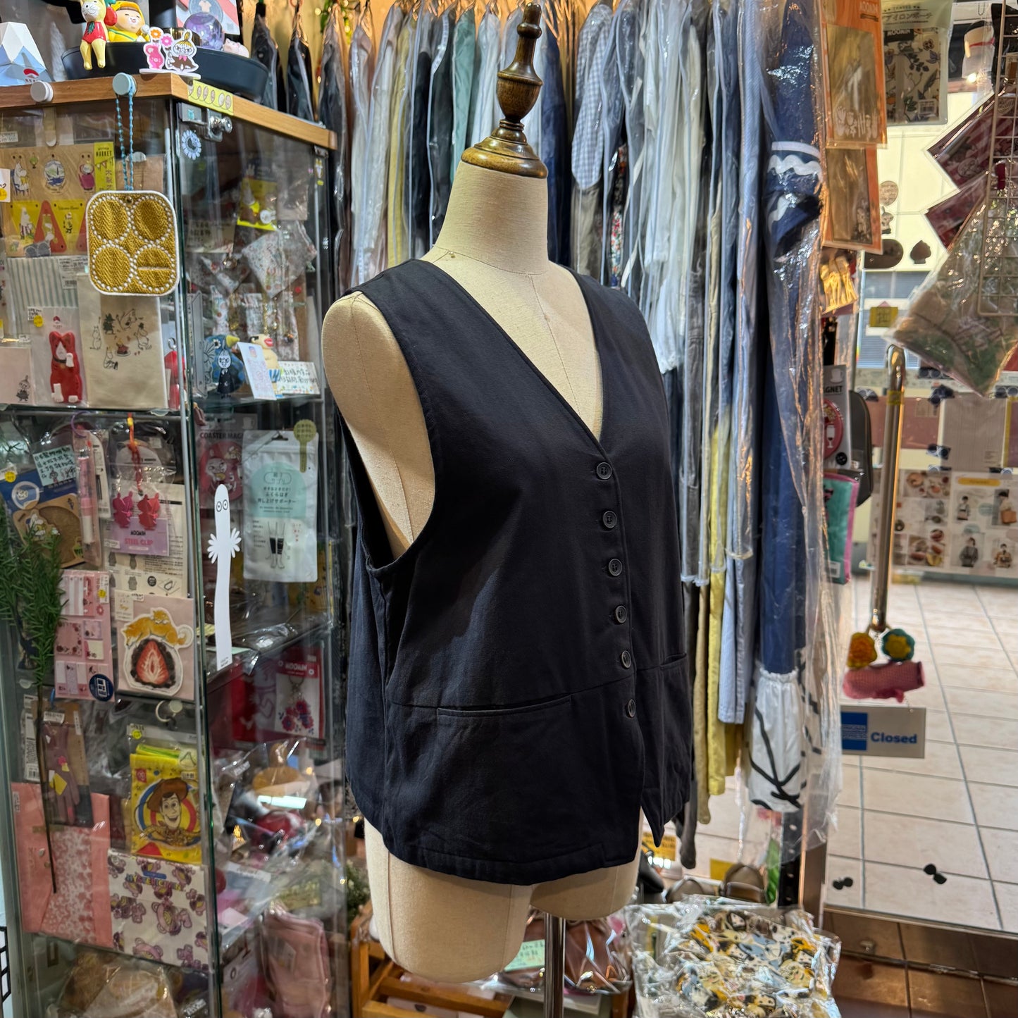 Ina Black Vest Top, Vest, made in Japan