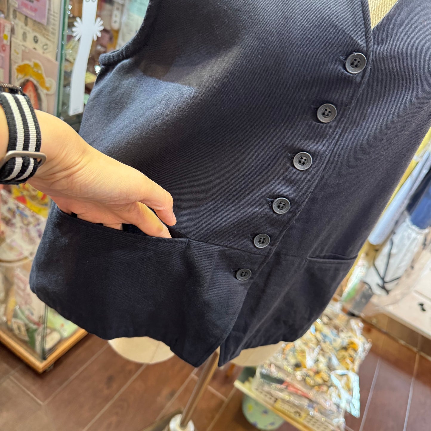 Ina Black Vest Top, Vest, made in Japan