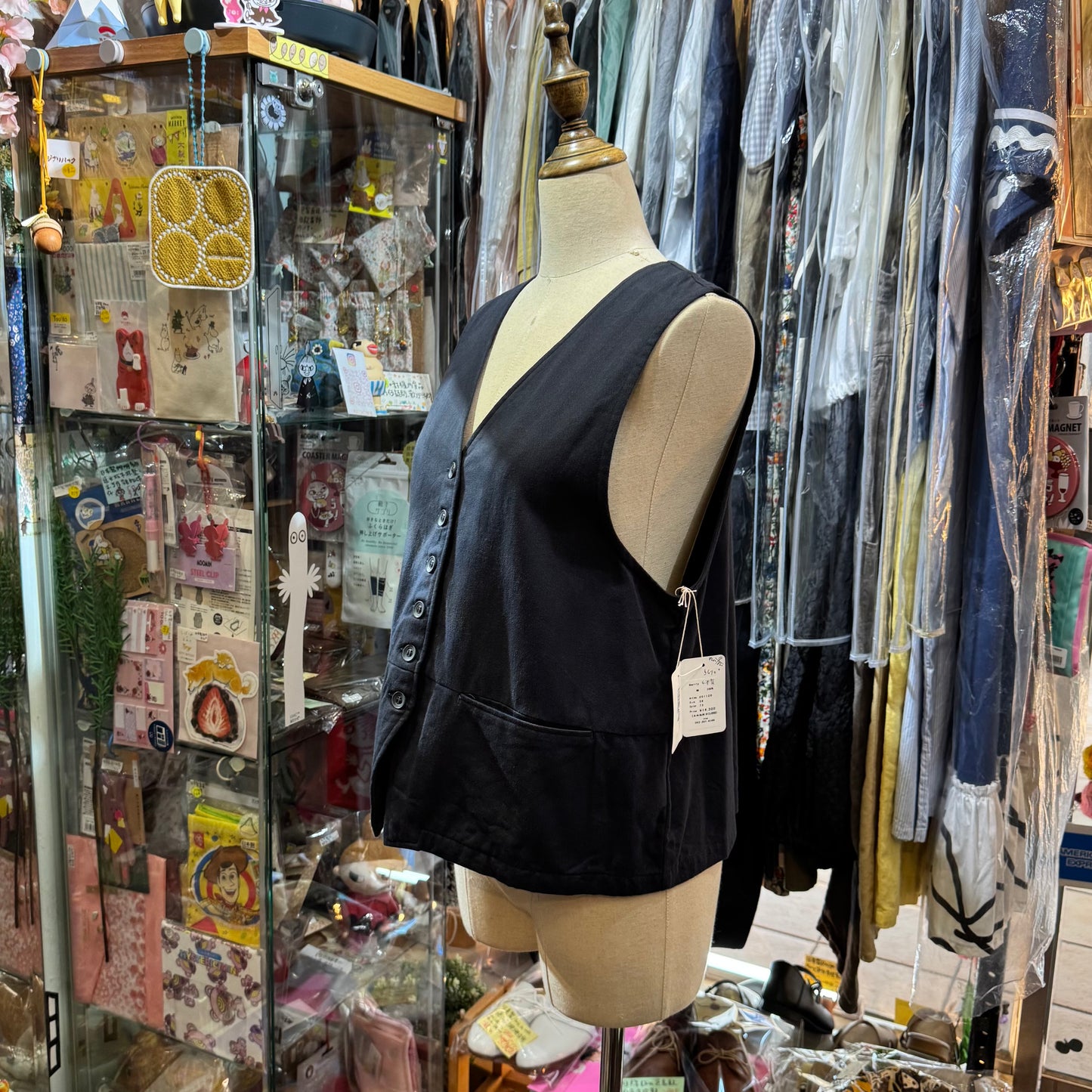 Ina Black Vest Top, Vest, made in Japan