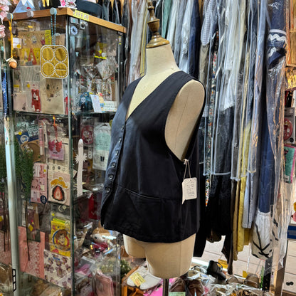 Ina Black Vest Top, Vest, made in Japan