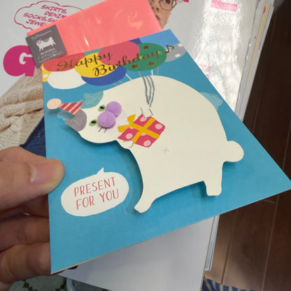 Fluffmoumou Cat Birthday Card, “Happy Birthday”, made in Japan