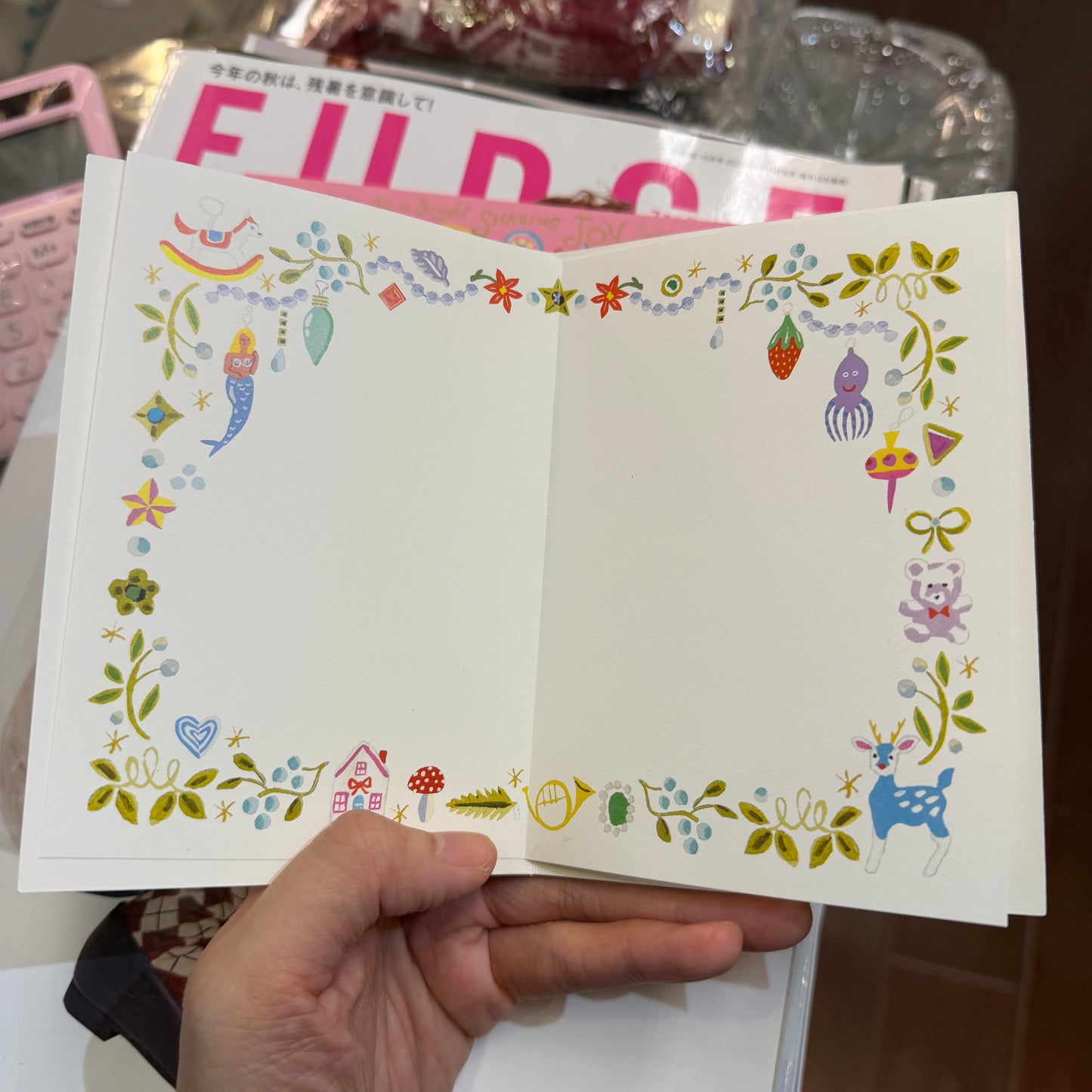 ART PRINT JAPAN Santa and Christmas Tree Christmas Card, “Merry Christmas”