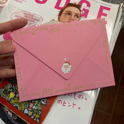 ART PRINT JAPAN Santa and Christmas Tree Christmas Card, “Merry Christmas”