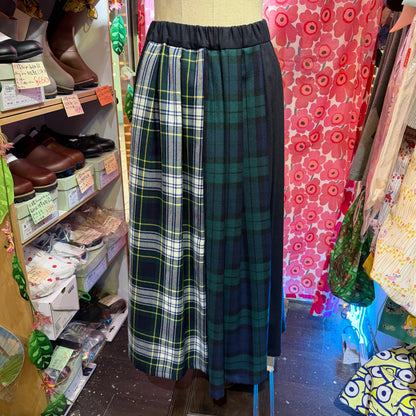 Vent d Ouest Checked Patchwork Skirt, 2 Colors, made in Japan