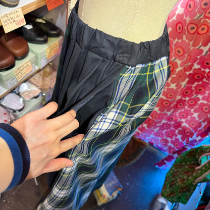 Vent d Ouest Checked Patchwork Skirt, 2 Colors, made in Japan