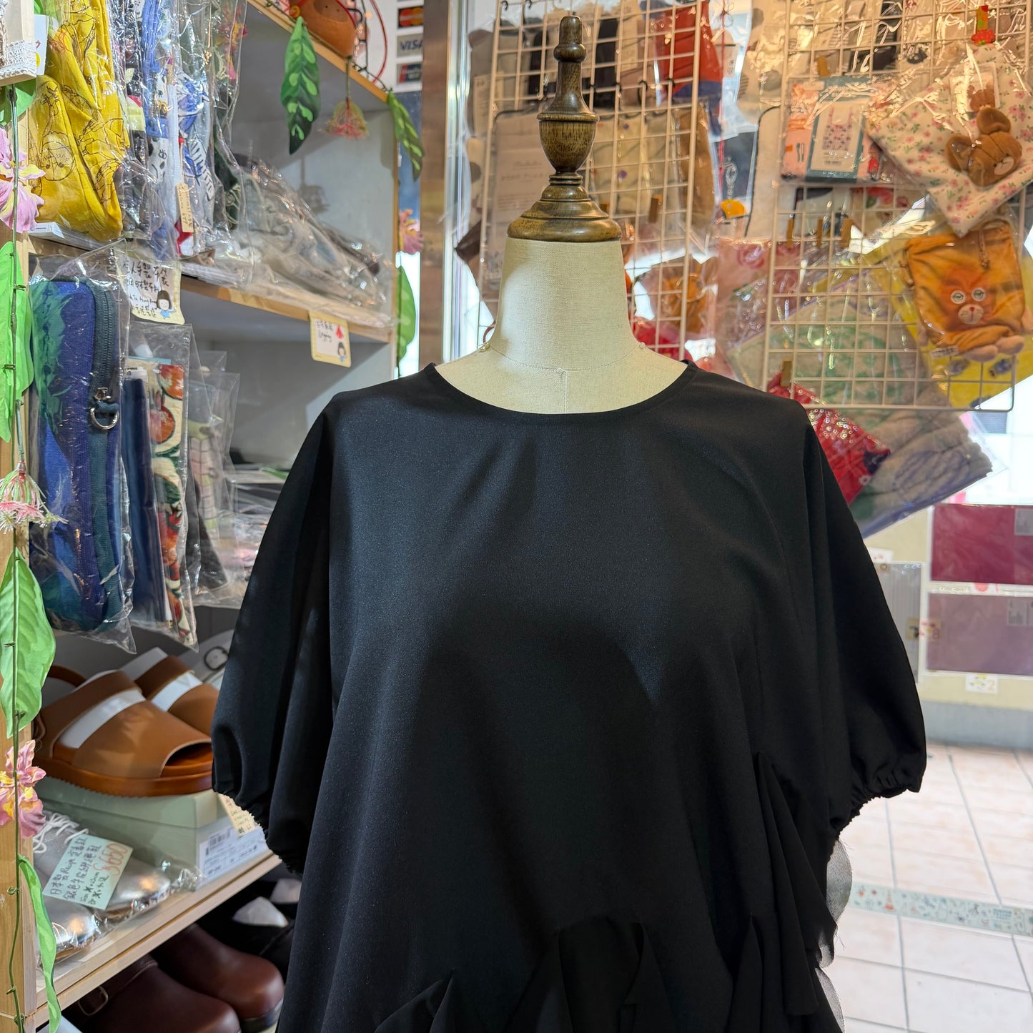 UNIONINI Black Ruffle Frill Blouse, made in Japan