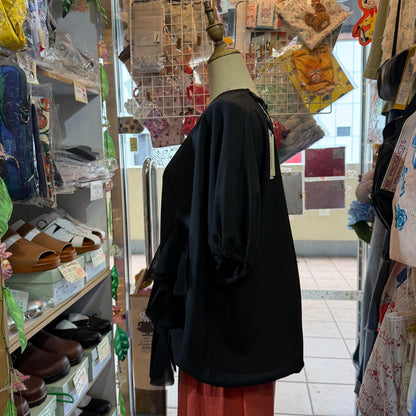 UNIONINI Black Ruffle Frill Blouse, made in Japan