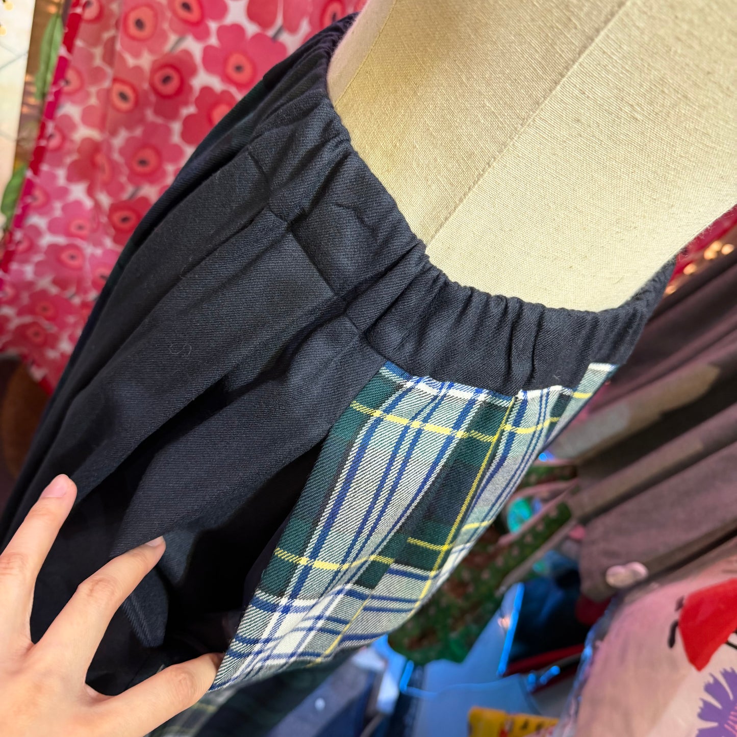 Vent d Ouest Checked Patchwork Skirt, 2 Colors, made in Japan