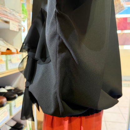 UNIONINI Black Ruffle Frill Blouse, made in Japan