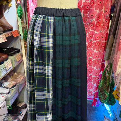Vent d Ouest Checked Patchwork Skirt, 2 Colors, made in Japan