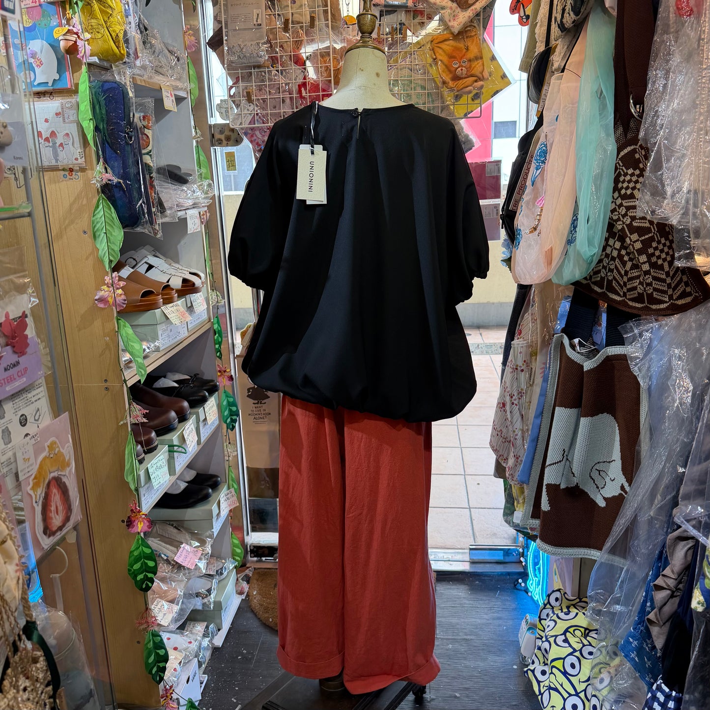 UNIONINI Black Ruffle Frill Blouse, made in Japan