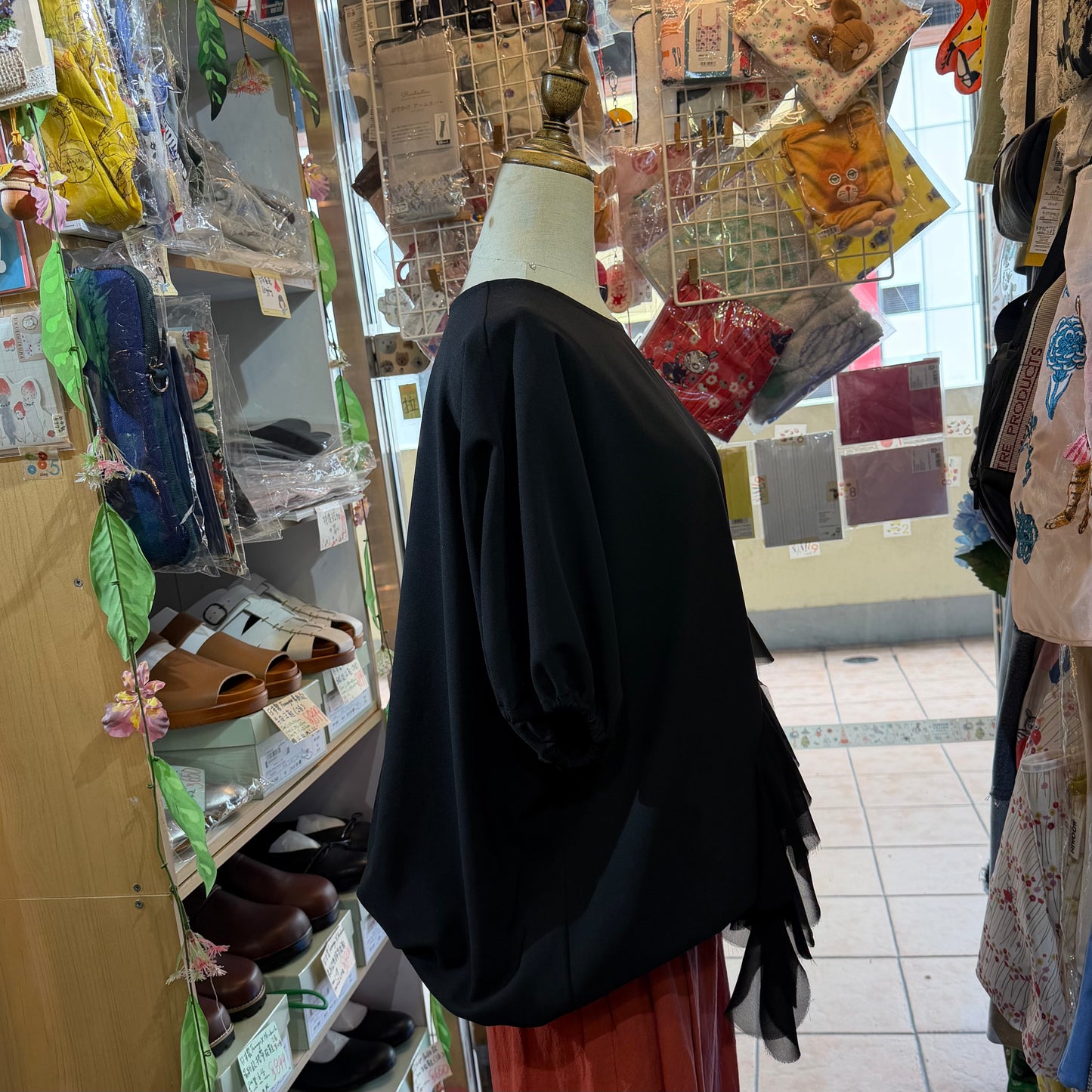 UNIONINI Black Ruffle Frill Blouse, made in Japan