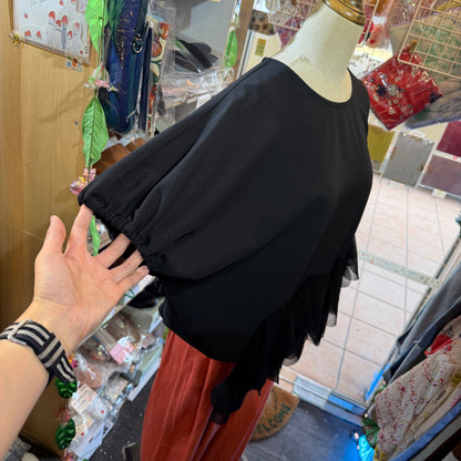 UNIONINI Black Ruffle Frill Blouse, made in Japan