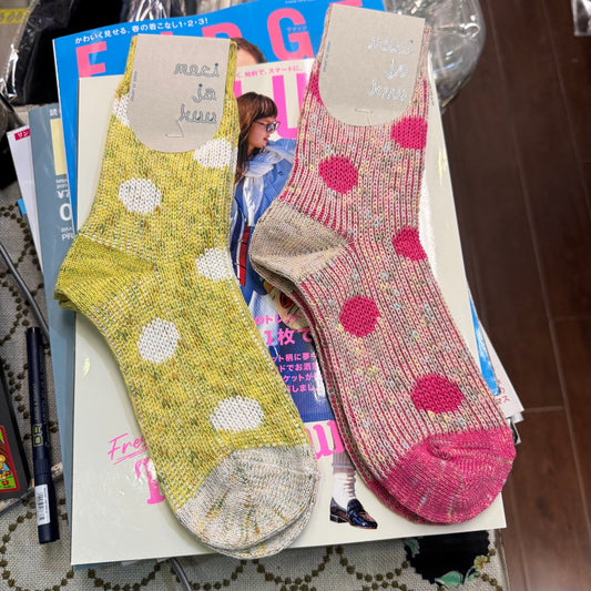 Meri ja Kuu Polka Socks, 2 Colors, made in Japan