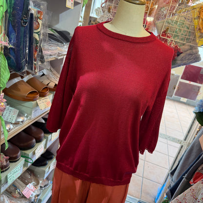 (g) Red Lame Modal 5-Length Knit Sweater