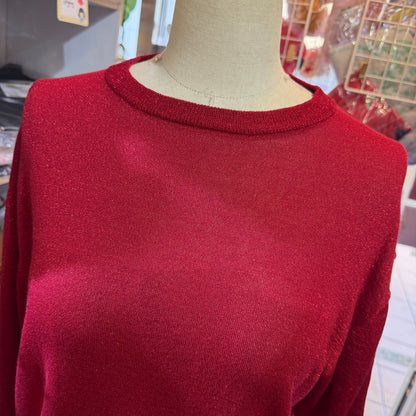 (g) Red Lame Modal 5-Length Knit Sweater