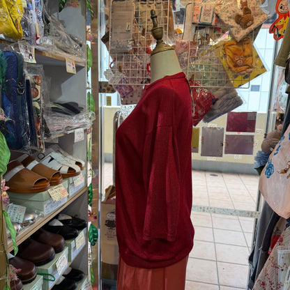 (g) Red Lame Modal 5-Length Knit Sweater