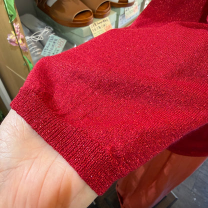 (g) Red Lame Modal 5-Length Knit Sweater