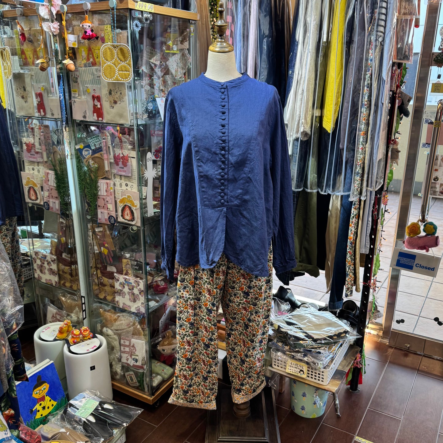 Ichi ANTIQUITES Indigo Blue Linen Shirt, made in Japan