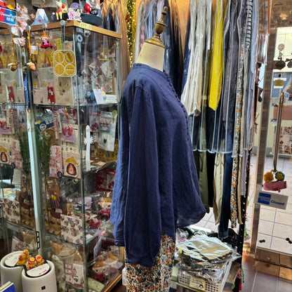 Ichi ANTIQUITES Indigo Blue Linen Shirt, made in Japan