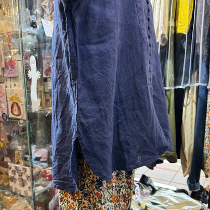 Ichi ANTIQUITES Indigo Blue Linen Shirt, made in Japan