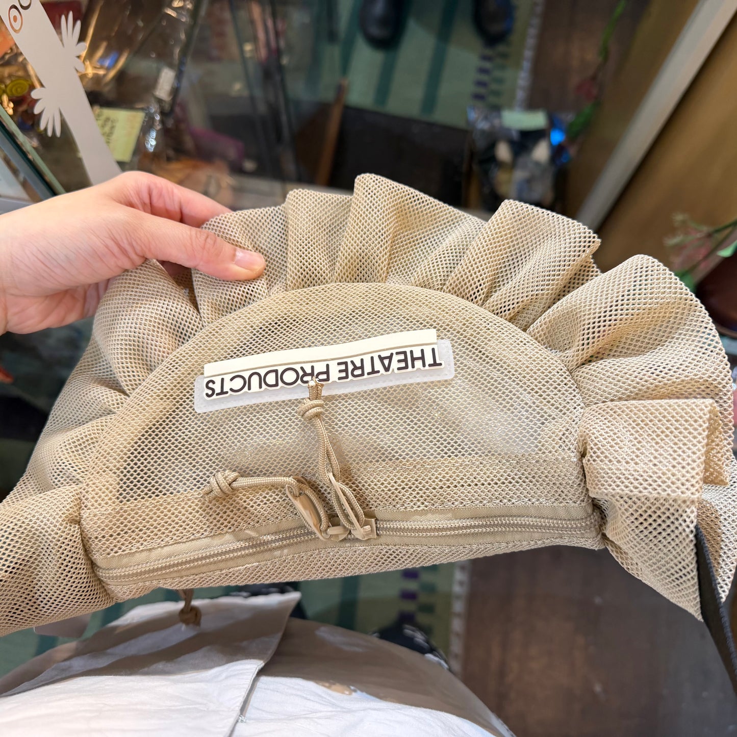 Theatre Products Beige Half-moon Mesh Bag