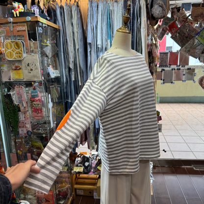 Sale- Diaries Grey Striped T-Shirt, made in Japan