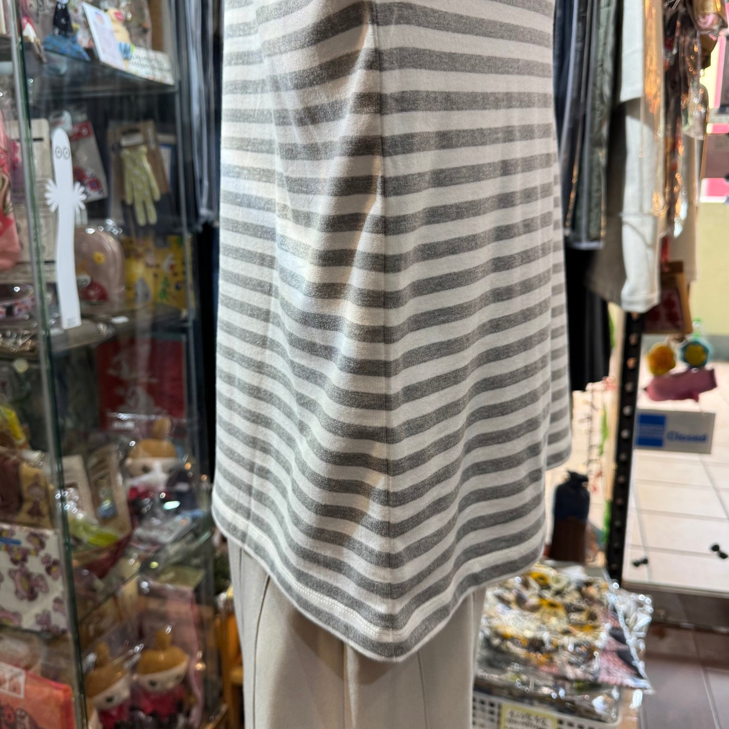 Sale- Diaries Grey Striped T-Shirt, made in Japan