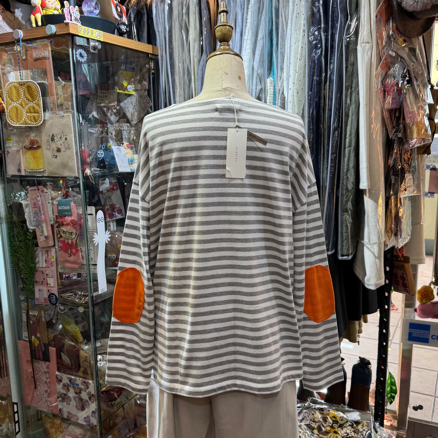 Sale- Diaries Grey Striped T-Shirt, made in Japan