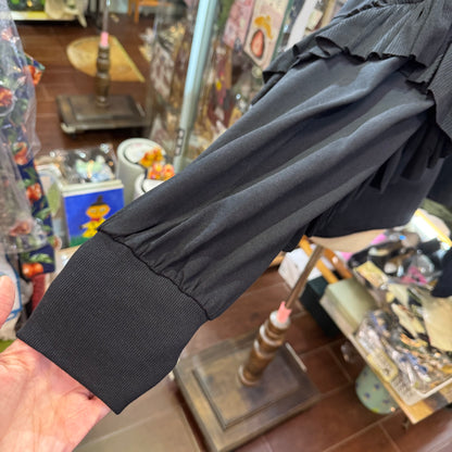 Tumugu Black Frill Sweatshirt, made in Japan