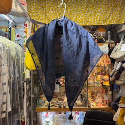 Tumugu Black Cotton Embroidery Stole, Scarf, made in India