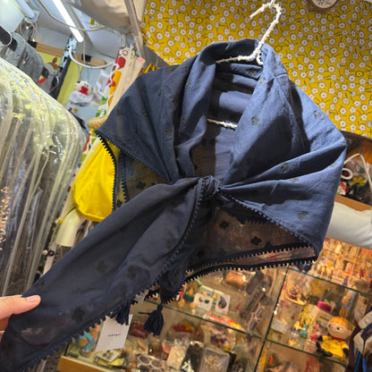 Tumugu Black Cotton Embroidery Stole, Scarf, made in India