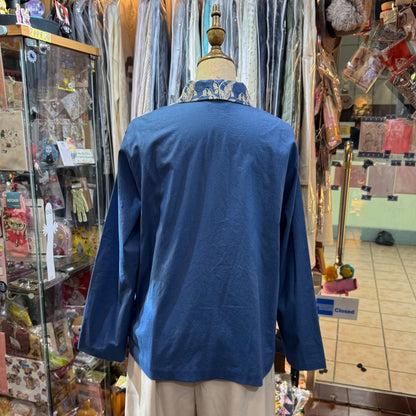 Castle Combre ...  Lily of the Valley Embroidery Blue Shirt, made in Japan